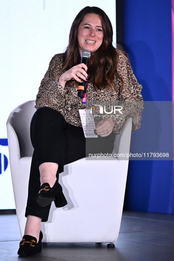 Sara Batters of London City Lioness participates in the Social Football Summit 2024 at the Olympic Stadium in Rome, Italy, on November 19, 2...