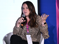 Sara Batters of London City Lioness participates in the Social Football Summit 2024 at the Olympic Stadium in Rome, Italy, on November 19, 2...