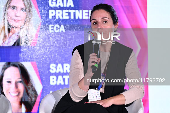 Anna Sagarra of Real Betis Balompie participates in the Social Football Summit 2024 at the Olympic Stadium in Rome, Italy, on November 19, 2...