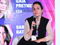 Anna Sagarra of Real Betis Balompie participates in the Social Football Summit 2024 at the Olympic Stadium in Rome, Italy, on November 19, 2...