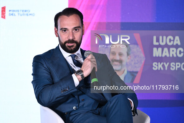 Giovanni Manna of SSC Napoli participates in the Social Football Summit 2024 at the Olympic Stadium in Rome, Italy, on November 19, 2024. 