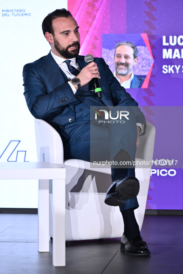 Giovanni Manna of SSC Napoli participates in the Social Football Summit 2024 at the Olympic Stadium in Rome, Italy, on November 19, 2024. 