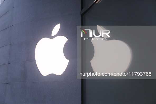 Customers shop at the largest Apple flagship store in Asia in Shanghai, China, on September 22, 2024. 