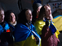 Two hundred people take part in a demonstration to mark 1,000 days since the full-scale war between Ukraine and Russia in Cologne, Germany,...