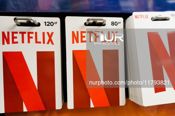 Netflix gift cards are seen in a store in Torun, Poland on November 19, 2024. 