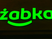 Zabka logo on a store store in Torun, Poland on November 19, 2024. (