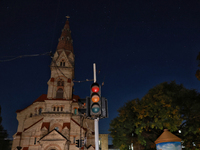 St. Paul's Lutheran Church (Odesa Kirche) is seen during a power outage in Odesa, Ukraine, on November 18, 2024. (