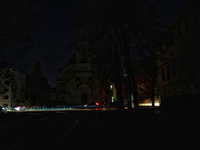 St. Paul's Lutheran Church (Odesa Kirche) is seen during a power outage in Odesa, Ukraine, on November 18, 2024. (