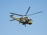 U.S. Marine Corps VH-92A know as Marine One helicopter flying over Washington DC. Marine One is the call sign of any United States Marine Co...