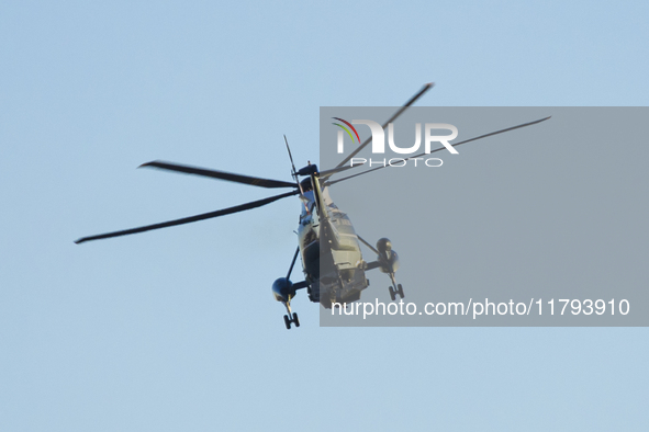 U.S. Marine Corps VH-92A know as Marine One helicopter flying over Washington DC. Marine One is the call sign of any United States Marine Co...