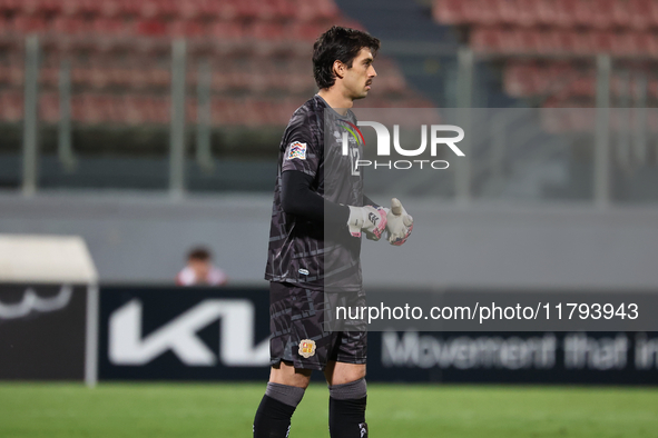 Iker Alvarez, goalkeeper of Andorra, participates in the UEFA Nations League, League D, Group D2 soccer match between Malta and Andorra at t...