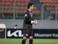 Iker Alvarez, goalkeeper of Andorra, participates in the UEFA Nations League, League D, Group D2 soccer match between Malta and Andorra at t...