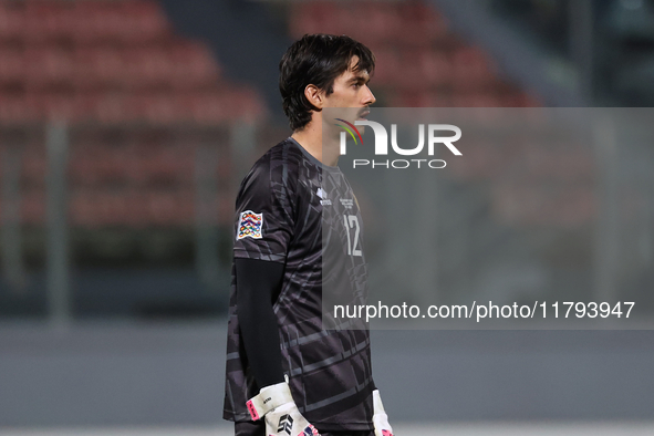 Iker Alvarez, goalkeeper of Andorra, participates in the UEFA Nations League, League D, Group D2 soccer match between Malta and Andorra at t...