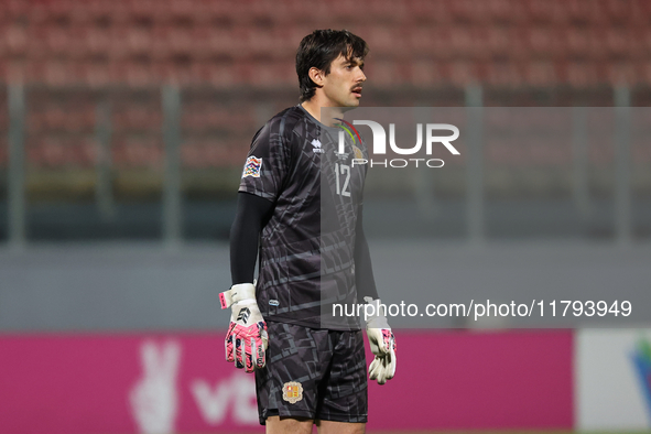 Iker Alvarez, goalkeeper of Andorra, participates in the UEFA Nations League, League D, Group D2 soccer match between Malta and Andorra at t...