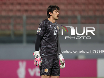 Iker Alvarez, goalkeeper of Andorra, participates in the UEFA Nations League, League D, Group D2 soccer match between Malta and Andorra at t...