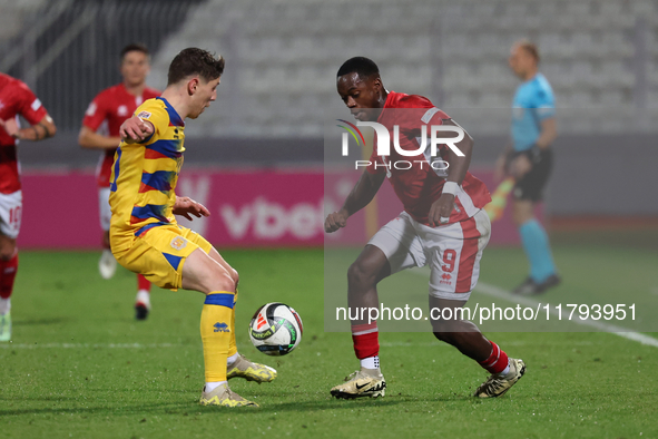 Basil Tuma of Malta is in action during the UEFA Nations League, League D, Group D2 soccer match between Malta and Andorra at the National S...