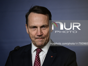 WARSAW, POLAND - NOVEMBER 19:   
Radoslaw Sikorski, Poland's Minister of Foreign Affairs, addresses a press briefing to present conclusions...