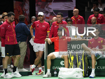 MALAGA, SPAIN - NOVEMBER 19: Spanish team after losing the Quarter-Final tie between Netherlands and Spain during the Davis Cup Final at Pal...