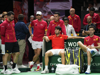 MALAGA, SPAIN - NOVEMBER 19: Spanish team after losing the Quarter-Final tie between Netherlands and Spain during the Davis Cup Final at Pal...