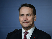 WARSAW, POLAND - NOVEMBER 19:   
Radoslaw Sikorski, Poland's Minister of Foreign Affairs, addresses a press briefing to present conclusions...