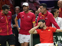 MALAGA, SPAIN - NOVEMBER 19: Spanish team after losing the Quarter-Final tie between Netherlands and Spain during the Davis Cup Final at Pal...