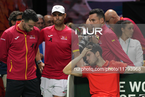 MALAGA, SPAIN - NOVEMBER 19: Spanish team after losing the Quarter-Final tie between Netherlands and Spain during the Davis Cup Final at Pal...