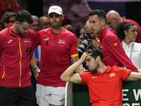 MALAGA, SPAIN - NOVEMBER 19: Spanish team after losing the Quarter-Final tie between Netherlands and Spain during the Davis Cup Final at Pal...