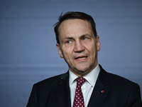 WARSAW, POLAND - NOVEMBER 19:   
Radoslaw Sikorski, Poland's Minister of Foreign Affairs, addresses a press briefing to present conclusions...