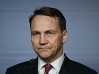 WARSAW, POLAND - NOVEMBER 19:   
Radoslaw Sikorski, Poland's Minister of Foreign Affairs, addresses a press briefing to present conclusions...