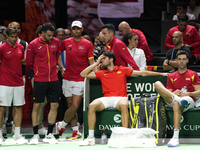 MALAGA, SPAIN - NOVEMBER 19: Spanish team after losing the Quarter-Final tie between Netherlands and Spain during the Davis Cup Final at Pal...