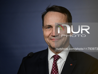 WARSAW, POLAND - NOVEMBER 19:   
Radoslaw Sikorski, Poland's Minister of Foreign Affairs, addresses a press briefing to present conclusions...