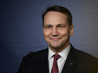 WARSAW, POLAND - NOVEMBER 19:   
Radoslaw Sikorski, Poland's Minister of Foreign Affairs, addresses a press briefing to present conclusions...