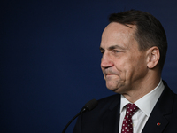 WARSAW, POLAND - NOVEMBER 19:   
Radoslaw Sikorski, Poland's Minister of Foreign Affairs, addresses a press briefing to present conclusions...