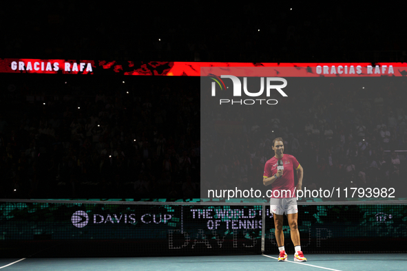 MALAGA, SPAIN - NOVEMBER 19: Rafa Nadal's farewell to professional tennis after being knocked out of the Quarter-Final of the Davis Cup Fina...