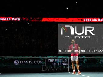 MALAGA, SPAIN - NOVEMBER 19: Rafa Nadal's farewell to professional tennis after being knocked out of the Quarter-Final of the Davis Cup Fina...