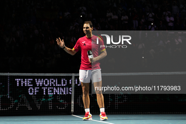 MALAGA, SPAIN - NOVEMBER 19: Rafa Nadal's farewell to professional tennis after being knocked out of the Quarter-Final of the Davis Cup Fina...