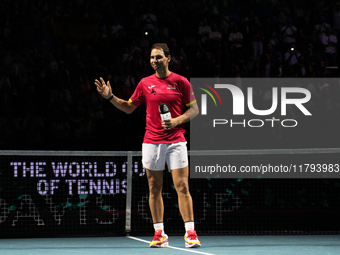 MALAGA, SPAIN - NOVEMBER 19: Rafa Nadal's farewell to professional tennis after being knocked out of the Quarter-Final of the Davis Cup Fina...