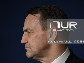 WARSAW, POLAND - NOVEMBER 19:   
Radoslaw Sikorski, Poland's Minister of Foreign Affairs, addresses a press briefing to present conclusions...