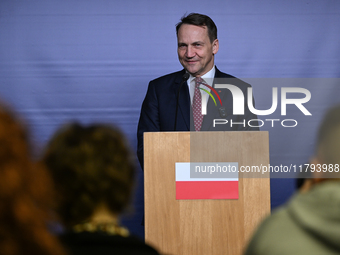 WARSAW, POLAND - NOVEMBER 19:   
Radoslaw Sikorski, Poland's Minister of Foreign Affairs, addresses a press briefing to present conclusions...