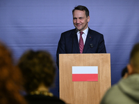 WARSAW, POLAND - NOVEMBER 19:   
Radoslaw Sikorski, Poland's Minister of Foreign Affairs, addresses a press briefing to present conclusions...