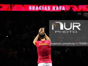 MALAGA, SPAIN - NOVEMBER 19: Rafa Nadal's farewell to professional tennis after being knocked out of the Quarter-Final of the Davis Cup Fina...