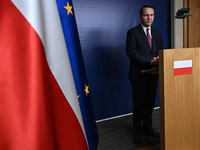 WARSAW, POLAND - NOVEMBER 19:   
Radoslaw Sikorski, Poland's Minister of Foreign Affairs, addresses a press briefing to present conclusions...