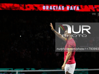 MALAGA, SPAIN - NOVEMBER 19: Rafa Nadal's farewell to professional tennis after being knocked out of the Quarter-Final of the Davis Cup Fina...