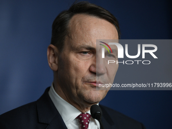 WARSAW, POLAND - NOVEMBER 19:   
Radoslaw Sikorski, Poland's Minister of Foreign Affairs, addresses a press briefing to present conclusions...