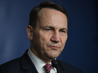 WARSAW, POLAND - NOVEMBER 19:   
Radoslaw Sikorski, Poland's Minister of Foreign Affairs, addresses a press briefing to present conclusions...