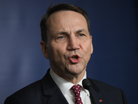 WARSAW, POLAND - NOVEMBER 19:   
Radoslaw Sikorski, Poland's Minister of Foreign Affairs, addresses a press briefing to present conclusions...