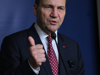 WARSAW, POLAND - NOVEMBER 19:   
Radoslaw Sikorski, Poland's Minister of Foreign Affairs, addresses a press briefing to present conclusions...