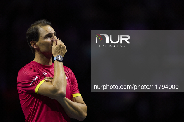 MALAGA, SPAIN - NOVEMBER 19: Rafa Nadal's farewell to professional tennis after being knocked out of the Quarter-Final of the Davis Cup Fina...