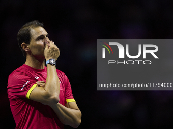 MALAGA, SPAIN - NOVEMBER 19: Rafa Nadal's farewell to professional tennis after being knocked out of the Quarter-Final of the Davis Cup Fina...