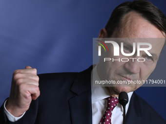 WARSAW, POLAND - NOVEMBER 19:   
Radoslaw Sikorski, Poland's Minister of Foreign Affairs, addresses a press briefing to present conclusions...